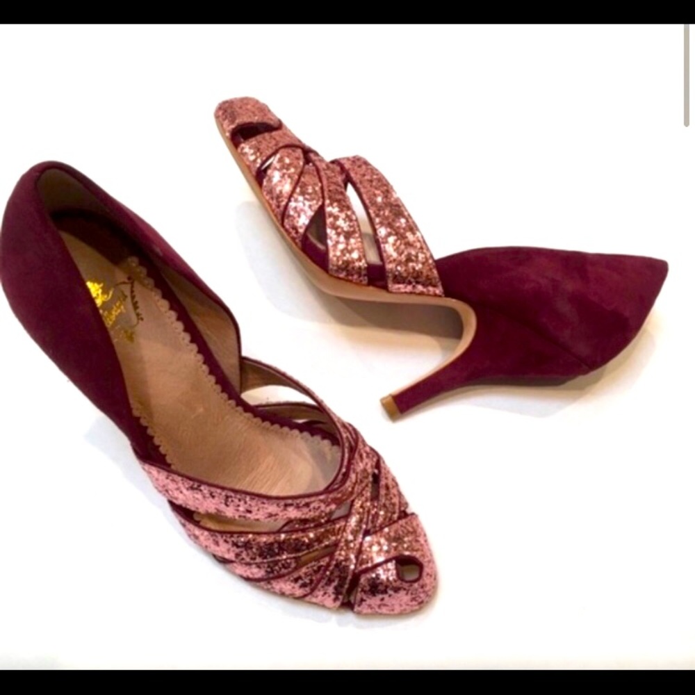 Miss Allbright Leather Rose Glitter Heel High Hall